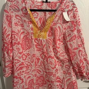 Talbots Pink and Yellow Floral Tunic